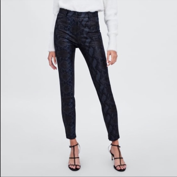 ZARA TRAFALUC LEGGING COLLECTION SNAKE SKIN PANTS SIZE M - Picture 2 of 9